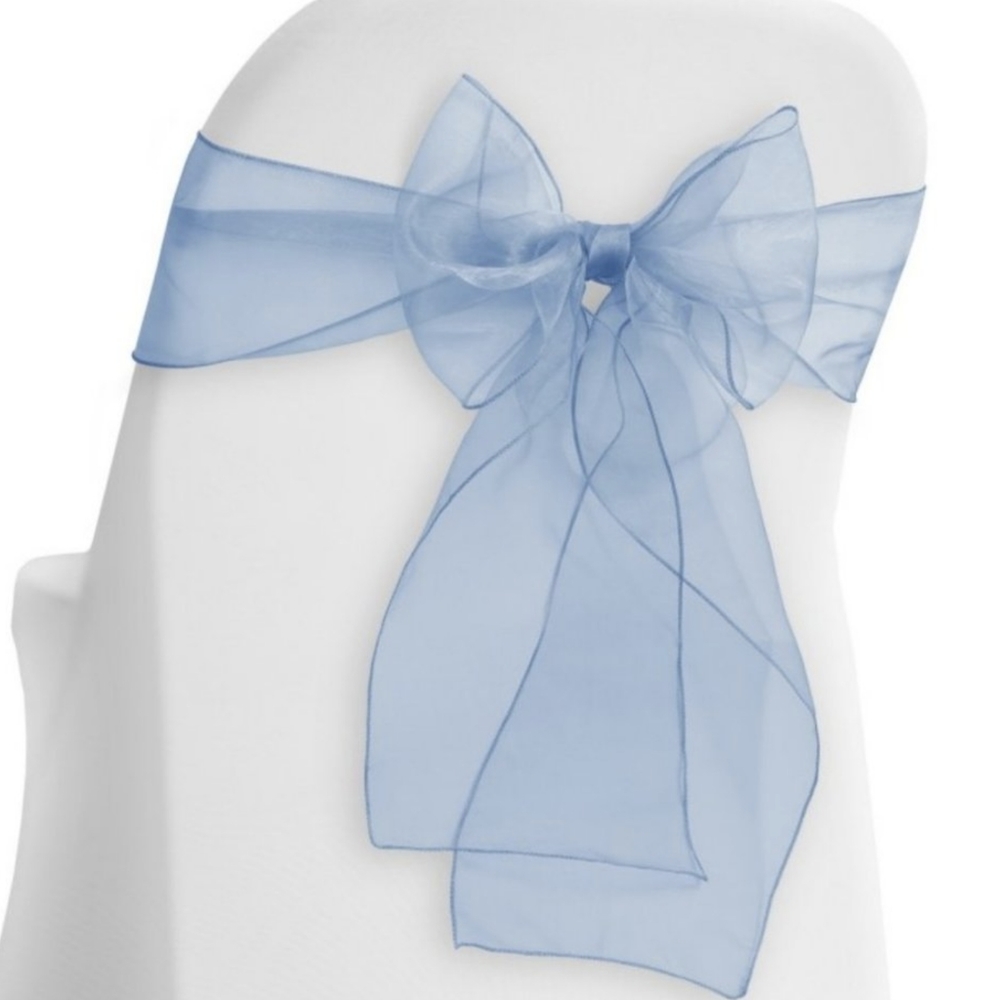 100 Baby blue chair sashes organza wedding